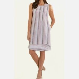 Briggs New York Linen Blend Purple Sheath Dress Sleeveless With Pockets